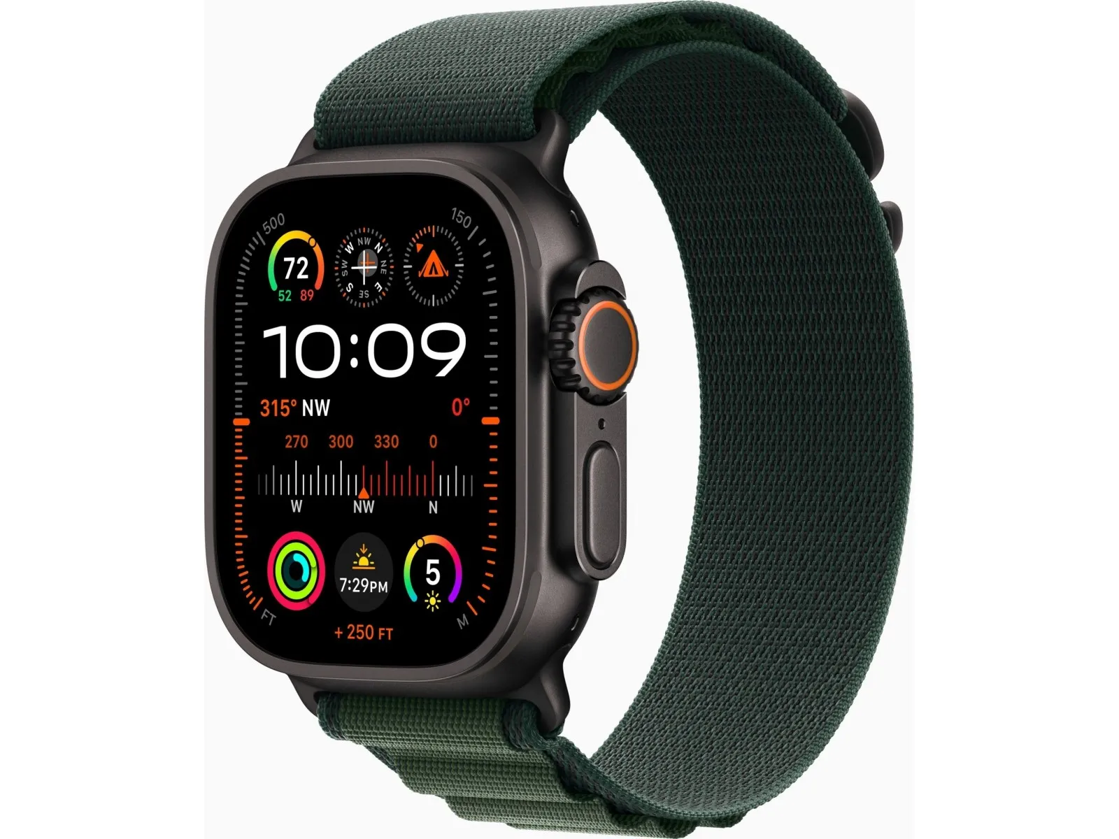 Apple Watch Ultra 2 GPS Cellular 49mm Black Titanium Case with Dark Green Alpine Loop MX4R3 Medium